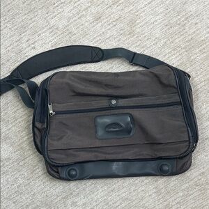 Samsonite Tote Bag Carry On Vintage Nylon Exterior Faux Leather Trim Brown/Gray